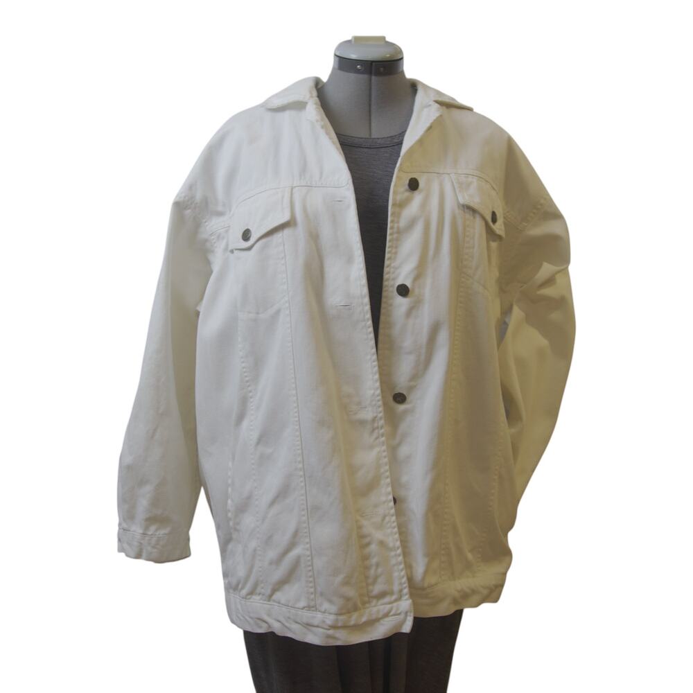 Vintage Henfer’s Run White Denim Jacket Sz L Oversized Fits 2XL